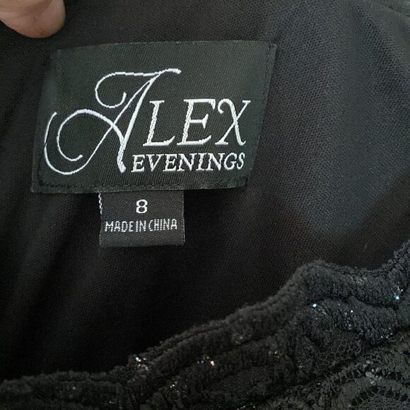 Alex Evenings Black Ruched Trumpet Gown - Picture 6 of 6